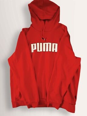 Men’s PUMA Red Hoodie XL | Bold White Logo Pullover | New/Never Worn